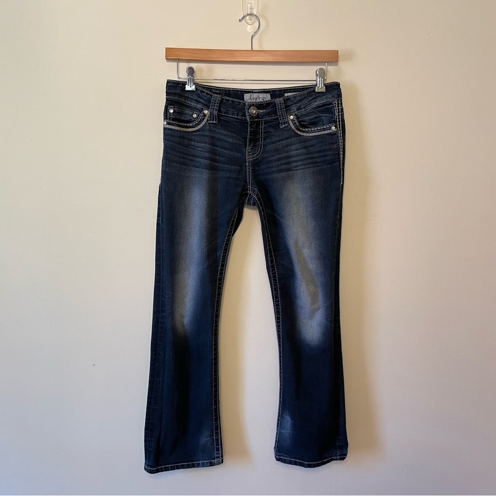 Daytrip 30R dark wash Virgo Bootcut denim jeans bejeweled rhinestone casual rock